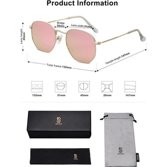 Small Square Polarized Sunglasses for Men and Women Polygon Mirrored Lens main image 4